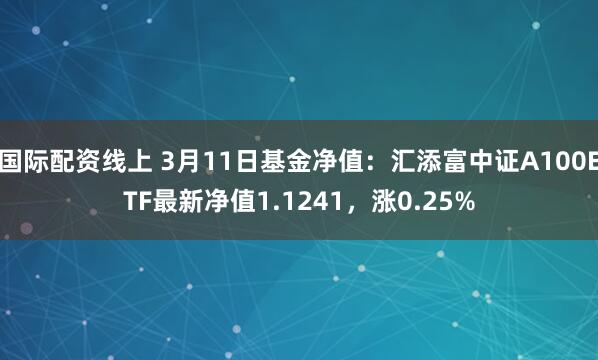 国际配资线上 3月11日基金净值:汇添富中证A100ETF最新净值1.1241,涨0.25%