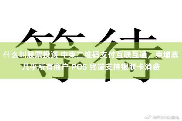 什么叫股票投资 中柬二维码支付互联互通，柬埔寨几乎所有商户 POS 终端支持银联卡消费