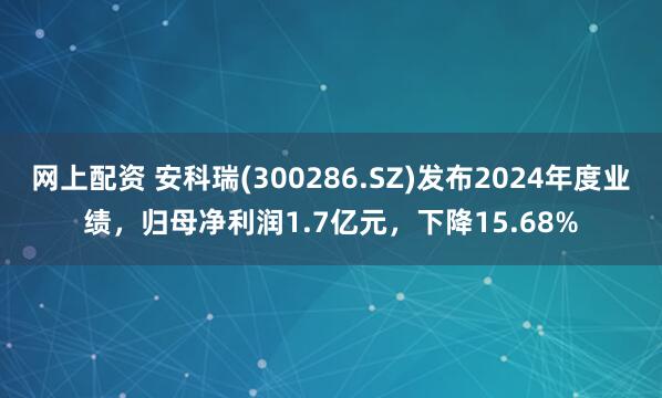 网上配资 安科瑞(300286.SZ)发布2024年度业绩,归母净利润1.7亿元,下降15.68%